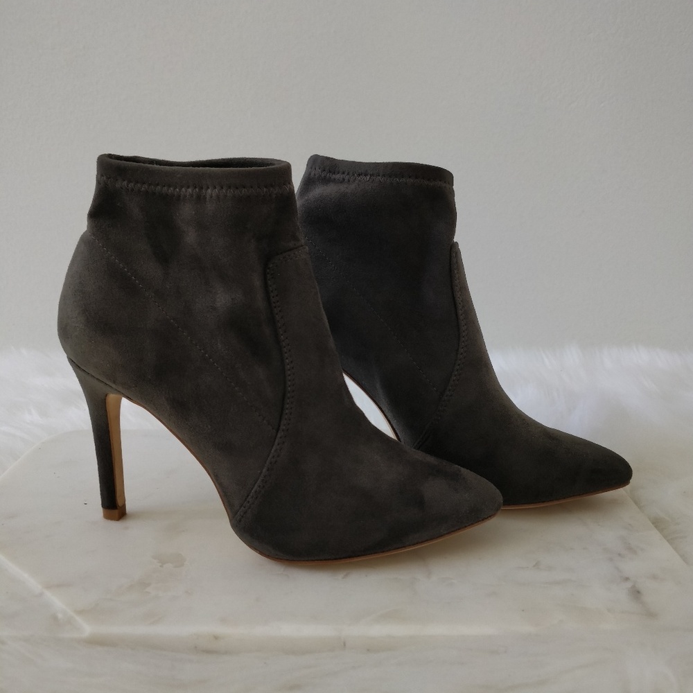 Joie Dark Gray Suede Ankle Boots